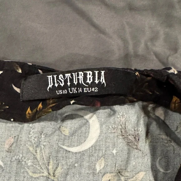 Disturbia Black Long Sleeve Corset Dress with Moon and Star Pattern US 10 - Picture 2 of 4